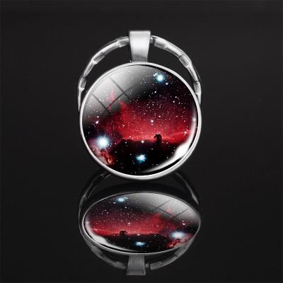 China Astronomy Glass Planet Space Galaxy Space Metal Full Moon Key Chains Nebula Key Chain Solar System Cabochon Keychain Pendant Gift for sale