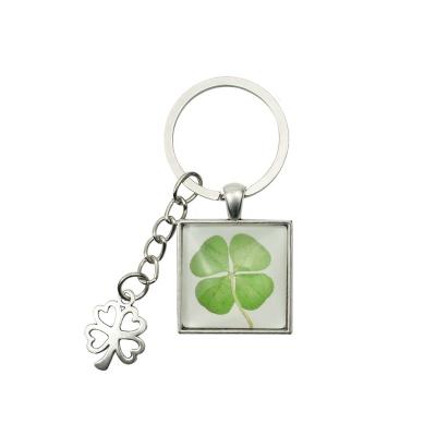 China Promotion Four Leaf Clover Key Chain Lucky Symbol Pendant Keyring Wholesale Cheap Price Metal Custom Key Chain for sale