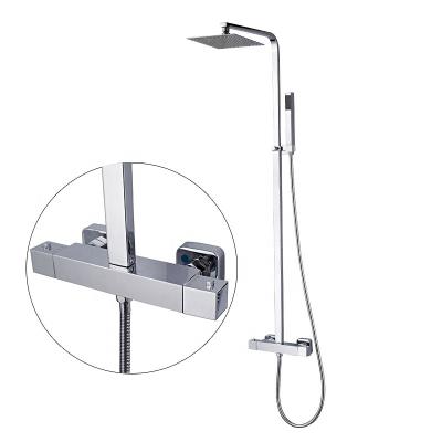 China With Slide Bar European Square Thermostatic Brass Shower Column for sale