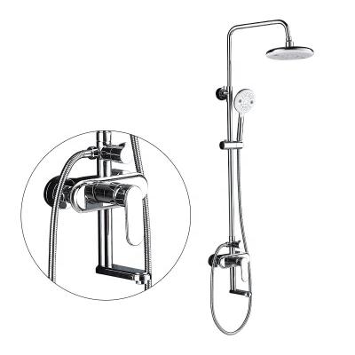 China With Slide Bar Round Design Brass Waterfall Shower Column Set Complete With ABS Bar And Hand Shower Head Shower for sale