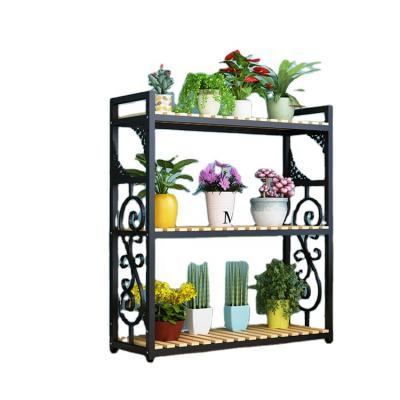 China Contemporary Adjustable Solid Wood Indoor Outdoor Flower Rack Florist Shelf Yard Bonsai Flower Pot Rack for sale