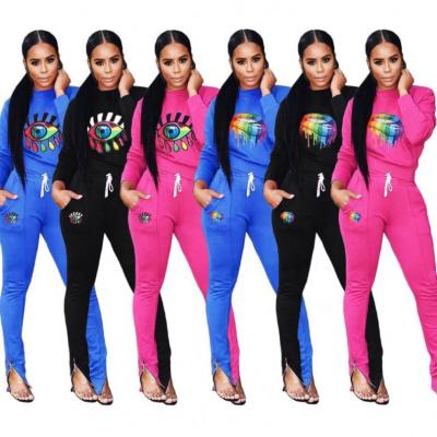 China Hotsale Anti-Static Women Sweat Long Sleeves Zipper Pants Two Piece Outfits Suits For Ladies for sale