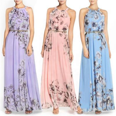 China Women's Breathable Fashion Sleeveless Floral Chiffon Straight Casual Dress Styles Ladies OEM Dresses For Women for sale