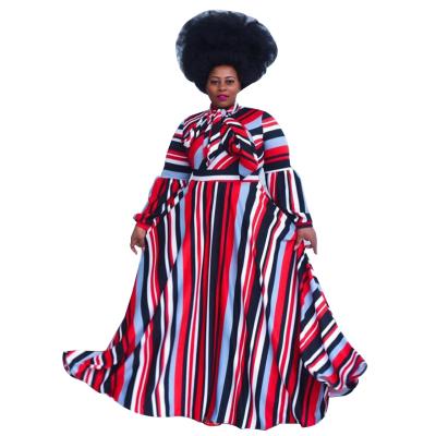 China Wholesale Hot Selling Plus Size Plus Size Women Striped Maxi Dress Ladies Long for sale