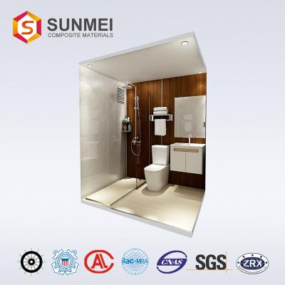 China Prefab Product Bathroom Pod Marine Bathroom Design Mobile Toilet Price Frameless for sale