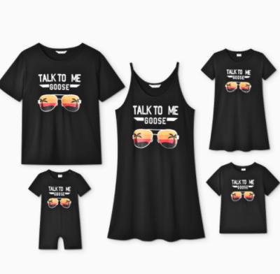 China 2022 New QUICK DRY Letters Printed Mommy and Me Parent-Child Outfit Matching Family T-shirt and Sundress Family Clothes for sale