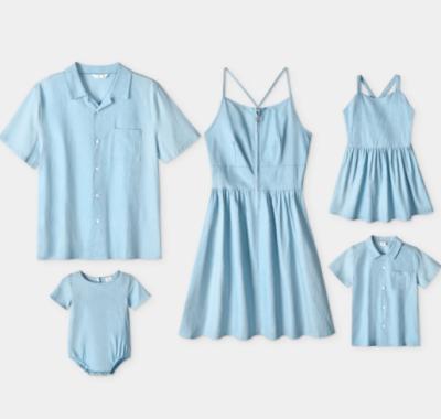 China 2022 hot sale parent-child outfit solid mommy and me QUICK DRY family clothing parent child summer matching dress and T-shirt for sale