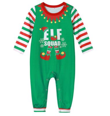 China 2021 New HOT Holiday cotton QUICK DRY funny printed pajamas green and striped matching pajamas set for baby and kids for sale