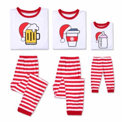 China 2021 QUICK DRY New Design Drop Shipping Lovely Christmas Hat Printed Matching Family Christmas Pajamas Sets Cotton Christmas Clothing for sale