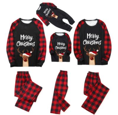 China 2021 Hot Selling Lovely QUICK DRY Printed Letters Quadrille Pants Christmas Family Matching Pajamas Sets Christmas Pajamas Sets for sale