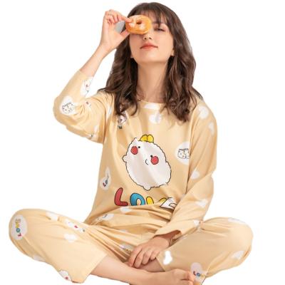 China 2021 New QUICK DRY Cute Round Collar Girl's New Slim Sleeved Pajamas Two Shorts Long Sleeved Suit Home Wear for sale