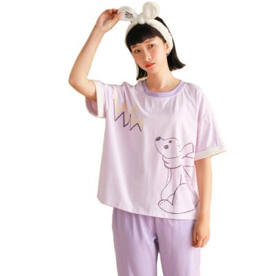 China 2021 New Hot Selling Ladies Cotton Pajamas Women's Short Sleeve Pants QUICK DRY Home Set for sale