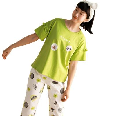 China Wholesale QUICK DRY Women Short Sleeve Pajamas Cotton Ladies Home Set for sale