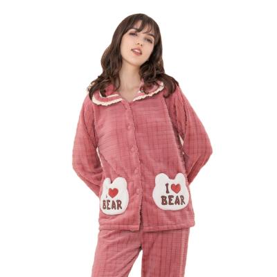 China 2021 New Lovely Teddy Bear Short QUICK DRY Winter Women Pajamas Women Sleepwear Women Thick Warm Set for sale