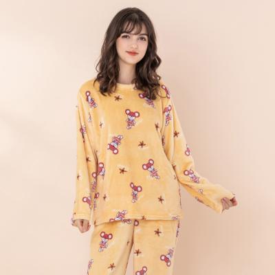 China 2021 Lovely Cartoon Stock Young Lady Flannel Winter Women Pajamas Cheap Wholesale QUICK DRY Sleepwear for sale