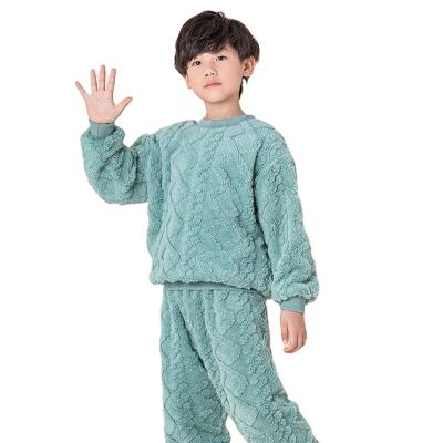 China 2022 Wholesale Cheap Wholesale Warm Fuzzy Thermal Lovely Plush Sleepwear Kids Unisex Pajamas For Children Two Pieces Pajamas Sets for sale