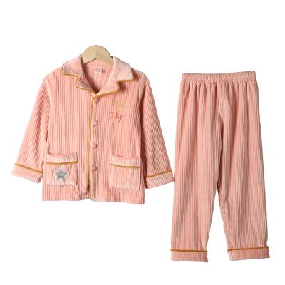 China Thermal 2022 Solid Soft Warm Scrambled Velvet Kids Sleepwear Unisex Children's Pajamas Sets For Kids Winter Pajamas Girls Girls Custom Made Pajamas for sale