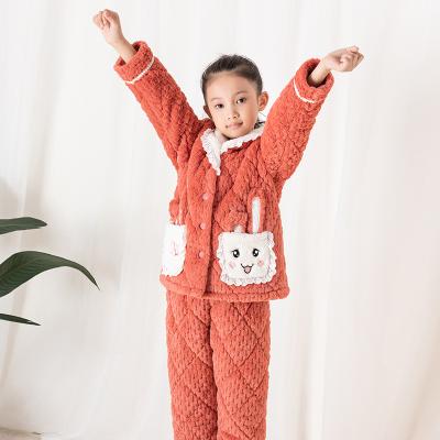 China 2022 Wholesale Cartoon Velvet Winter Children's Sleepwear Children's Warm Pajamas For Kids Two Pieces Of Pajamas Girl's Sets Sleepwear for sale