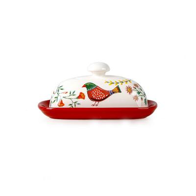 China Freshness Retention Made China Top Quality Kitchen Storage Porcelain Ceramic Butter Dish With Lid for sale