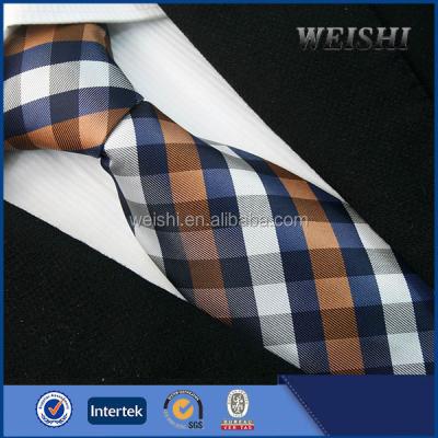 China Mens Wedding Stylish White Plaid Tie Woven for sale