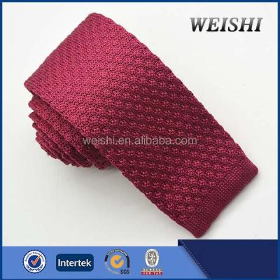 China 100% pure silk dark red silk knitted tie for sale