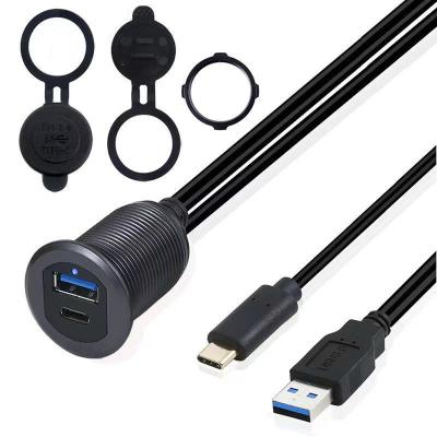 China MP3/MP4 Player Pogo USB 3.0 Male To Female + Type-C Version 3.1 Connecting Cable For Dashboard Of Yacht And Automobile Motorcycle With LED Leak for sale