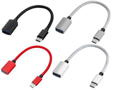 China Type-C Nylon Extension Cable MP3/MP4 Player Male OTG Data Cable TYPE C to Female USB3.1 Adapter Cable for sale