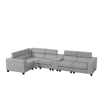 China Simple Design Convertible Sofa Home Furniture Fabric Sofa Modern Set Living Room Furniture With Cup Holder Storage for sale