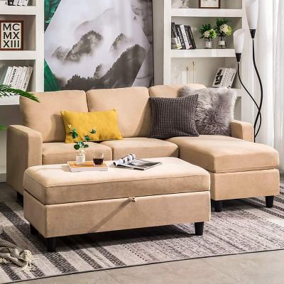 China (Other) 3 Seater Adjustable Fabric Sofa Buff Velvet Living Room Sofa for sale