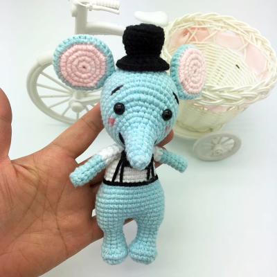 China Handmade Bag Crochet Blue Elephant Knitted Wool Animal Stuffed Toy for sale