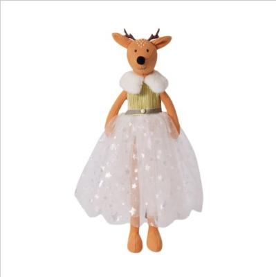 China Soft 2021 New Hot Deer Sika Stuffed Toy Princess Dress Plush Doll Toys Creative Baby Comfort Toy Customize for sale