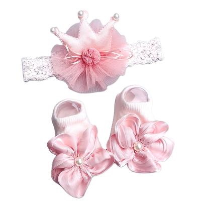 China Baby Princess Tulle Headband Cozy Gift Box Socks Up Cute Tiara Baby Kids Gift Flower Set Dress for sale