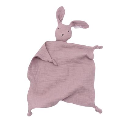 China Soft Baby Cotton Double Gauze Comfort Towel Baby Sleep Doll Rabbit Security Blanket Can Be Customized for sale