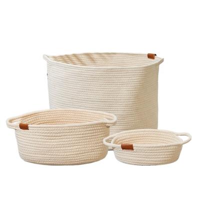 China Custom Folding Cotton Rope Storage Basket Table Sundries Snack Cotton Treat Basket for sale