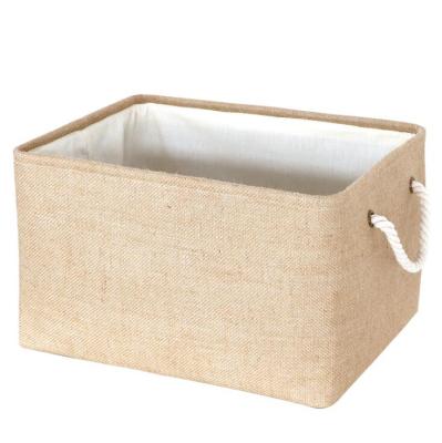 China Jute Folding Thickened EVA Storage Basket Double Deck Clothing Toy Box Tabletop Snacks Storage Basket for sale