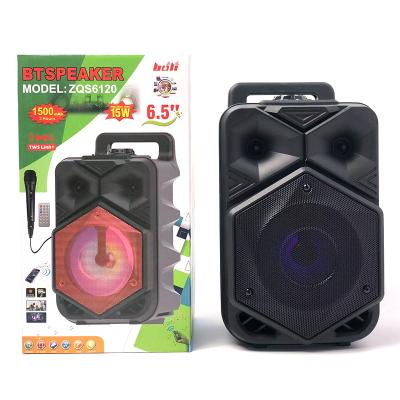 China Outdoor Portable ABS Tooth Flame Boombox Bass Karaoke Blue LED Flashing Light Portable Heavy Stereo Speaker with MIC for sale