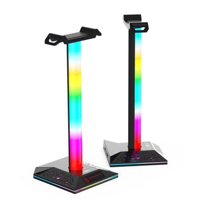 China For Earphone RGB Color Desktop Gaming Headset Holder Stand Earphone Hanger Earphone Stand with USB Hub for sale