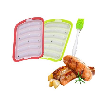 China Sustainable DIY Homemade Sausage Ham Mold Baby Food Mold Non Stick 6 Cavity Silicone Mini Hot Dog Bun Baking Mold for sale