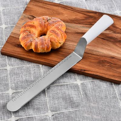 China Hot Selling Long Lasting Stainless Steel Spatula With Measuring Scale Baking Scraper For Pastry Baking Tools for sale