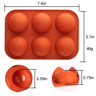 China Viable Christmas 6 Holes Half Ball Chocolate Silicone Mold Round Cake Silicone Baking Molds For Jelly Dessert DIY for sale