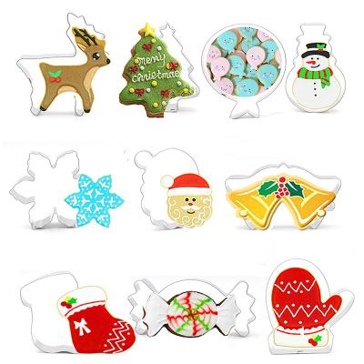 China Viable 10pcs Biscuit Chirstmas Biscute Mold Stainless Steel Cookie Cutter Baking Set for sale