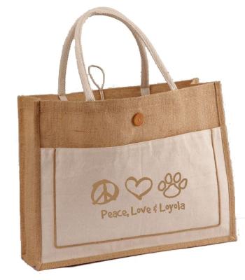 China wholesale manufacturen bag Custom Printed Large handbag Shopping Jute Tote Bag for sale