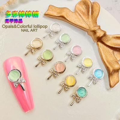 China 10 styles 50PCS the new alloy lollipops and nail art metal deed candy decoration DIY 3 d nail drill colorful nail for sale