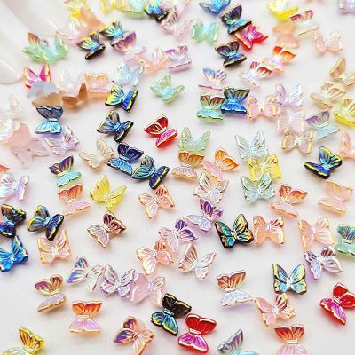 China Wholesale 100pcs Cute Candy Aurora Nail Art Applique Butterfly Stickers Nail Decoration Accessories for sale