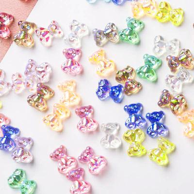 China Resin Nail Art 6mm Aurora Bear Nail Charm Cute Fashion 3D Kawaii Bear Resin Nail Charm Wholesale for sale