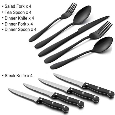 China Viable Stainless Steel Silverware 24 PCS Wholesale Cutlery Set With Steak Knife ODM Factory Direct Sale for sale