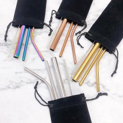 China Eco - Friendly Colorful Metal Drinking Straw With Brush Cleaner for sale