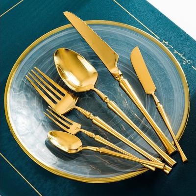 China Durable Shiny Flatware Cutlery Set Golden Wedding Party Decoration Gift Set Hotel Used Restaurant for sale