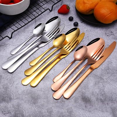 China Sustainable China Gold Cutlery Set Flatware 18/0 Stainless Steel With Box To Wedding for sale