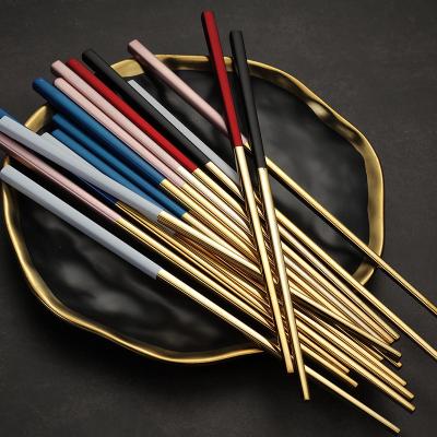 China Viable Safty Personalized Black Silver Titanium Gold PVD 18 8 Chopsticks Stainless Steel For Wedding Gift for sale